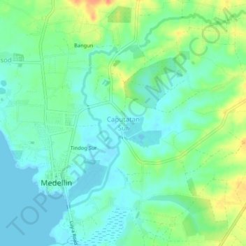 Mapa topográfico Caputatan Sur, altitud, relieve
