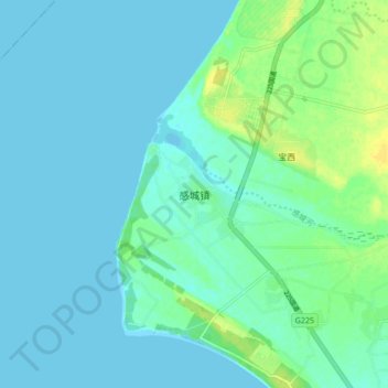 Mapa topográfico 感城镇, altitud, relieve
