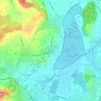 Mapa topográfico Riedt, altitud, relieve