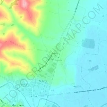 Mapa topográfico Schiavo, altitud, relieve