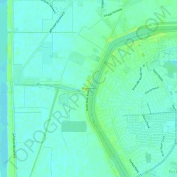 Mapa topográfico Riverview, altitud, relieve