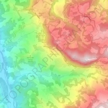 Mapa topográfico Missano, altitud, relieve