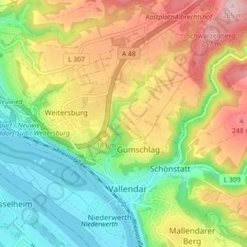 Mapa topográfico Wüstenhof, altitud, relieve