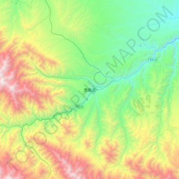 Mapa topográfico 肃南县, altitud, relieve