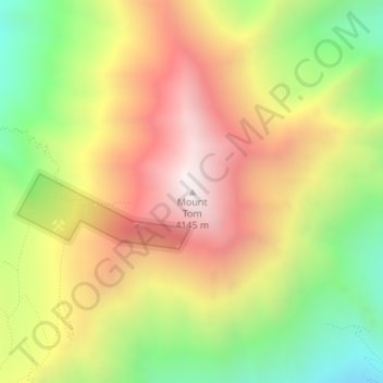 Mapa topográfico Mount Tom, altitud, relieve