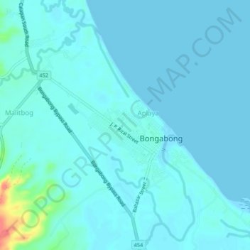 Mapa topográfico Bagumbayan II, altitud, relieve