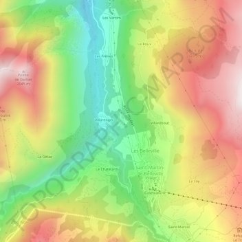 Mapa topográfico Villarbon, altitud, relieve