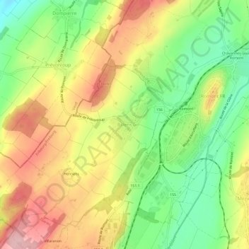 Mapa topográfico Billens, altitud, relieve