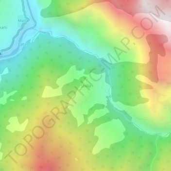 Mapa topográfico Shilla, altitud, relieve