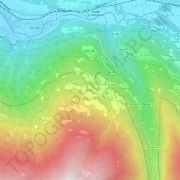 Mapa topográfico Briotti, altitud, relieve