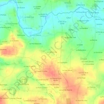 Mapa topográfico La Ville en Peu, altitud, relieve