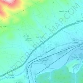 Mapa topográfico Jones, altitud, relieve