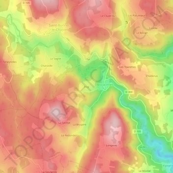 Mapa topográfico Etuy, altitud, relieve