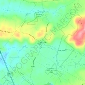Mapa topográfico Ridge Valley, altitud, relieve