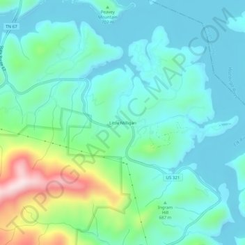 Mapa topográfico Little Milligan, altitud, relieve