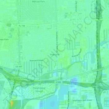 Mapa topográfico Riverland, altitud, relieve