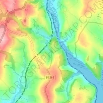 Mapa topográfico Lantyan, altitud, relieve