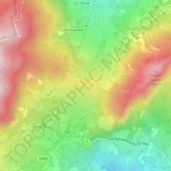 Mapa topográfico Passo della Raticosa, altitud, relieve