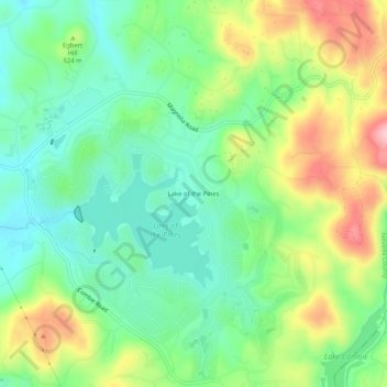Mapa topográfico Lake of the Pines, altitud, relieve