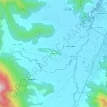 Mapa topográfico el Mallol, altitud, relieve