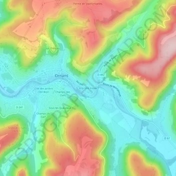 Mapa topográfico A la Ville Haute, altitud, relieve