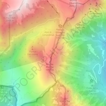 Mapa topográfico Porta di Campobrun, altitud, relieve
