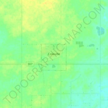 Mapa topográfico Coleville, altitud, relieve