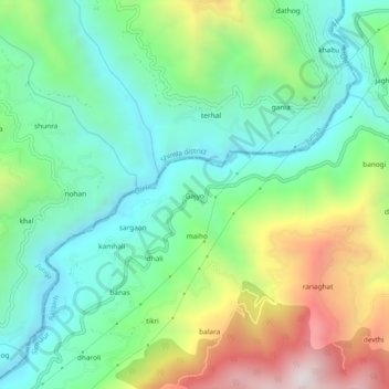 Mapa topográfico Gajyo, altitud, relieve