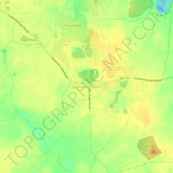 Mapa topográfico Catherine Lake, altitud, relieve