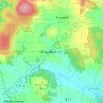Mapa topográfico Schwabstetten, altitud, relieve
