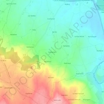 Mapa topográfico Kermerien, altitud, relieve