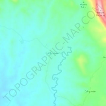 Mapa topográfico Cadulawan, altitud, relieve
