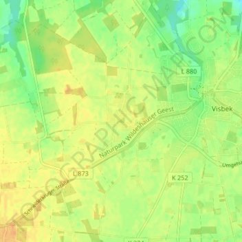 Mapa topográfico Erlte, altitud, relieve