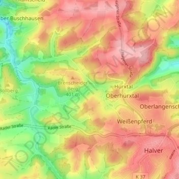 Mapa topográfico Auf den Kuhlen, altitud, relieve