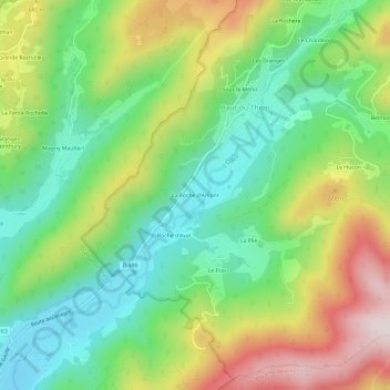 Mapa topográfico La Roche d'Amont, altitud, relieve