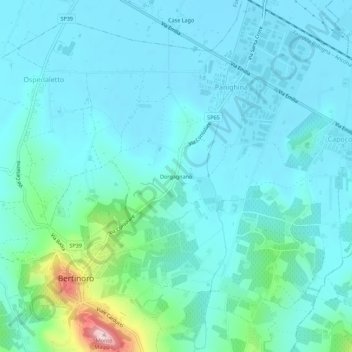 Mapa topográfico Dorgagnano, altitud, relieve