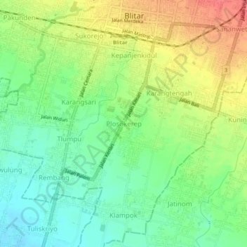 Mapa topográfico Plosokerep, altitud, relieve