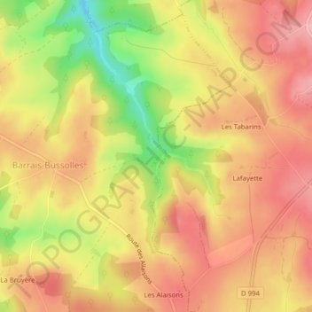 Mapa topográfico Saint-Pourçain, altitud, relieve