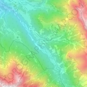Mapa topográfico Trinità, altitud, relieve