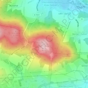 Mapa topográfico Mönchswalder Berg, altitud, relieve