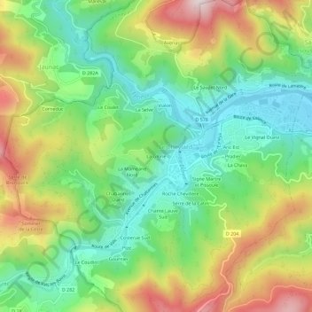 Mapa topográfico La Glorie, altitud, relieve