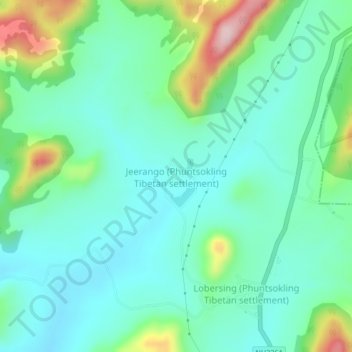 Mapa topográfico jeerango, altitud, relieve