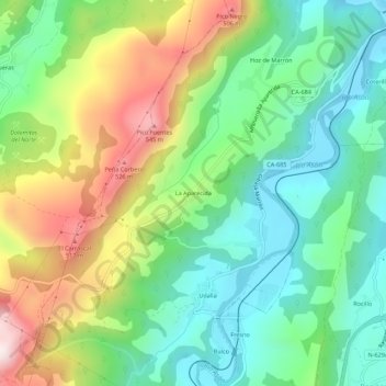 Mapa topográfico La Aparecida, altitud, relieve