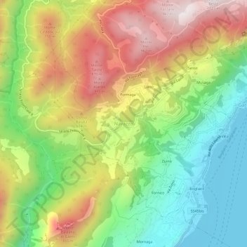 Mapa topográfico Navazzo, altitud, relieve