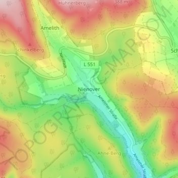 Mapa topográfico Nienover, altitud, relieve