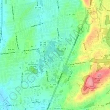 Mapa topográfico The Chase at Foxboro Condo Community, altitud, relieve