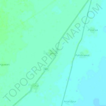 Mapa topográfico Jonia, altitud, relieve