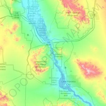 Mapa topográfico River Island, altitud, relieve