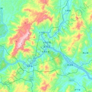 Mapa topográfico 南平市, altitud, relieve