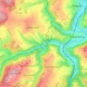 Mapa topográfico Landesgrenze, altitud, relieve